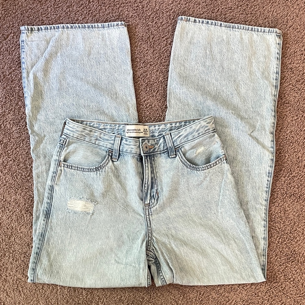 Abercrombie Kids Light Blue High Rise Ultra Wide Leg Jeans